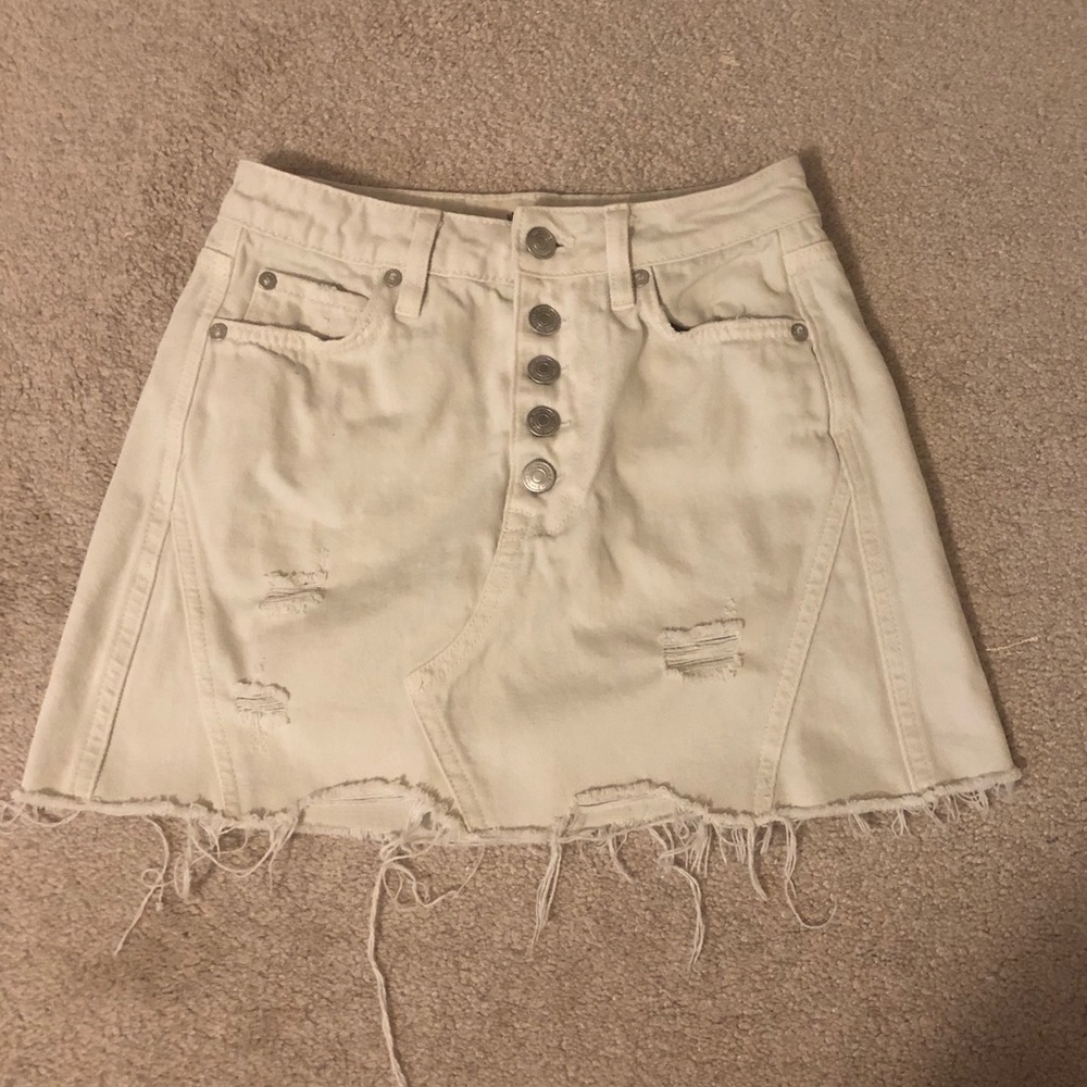 Free People White Denim Skirt